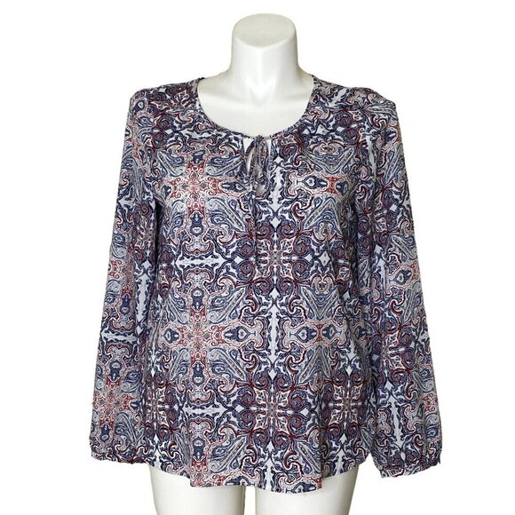 Sanctuary Western Multicolor Paisley Print Tunic Top, Long Sleeve Women's Size L - Picture 1 of 9